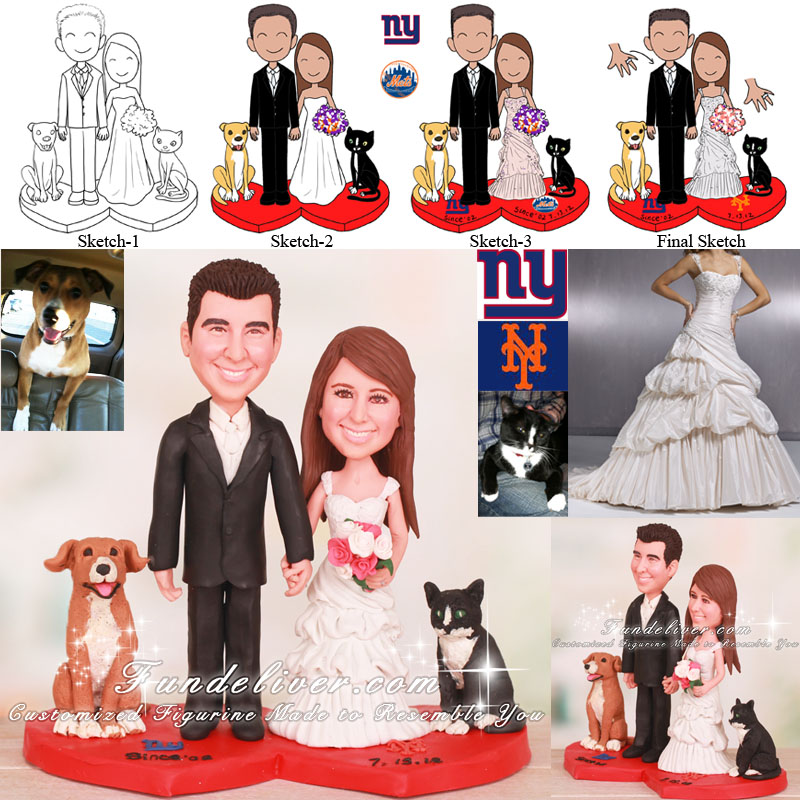 New York Giants and New York Mets Wedding Cake Toppers